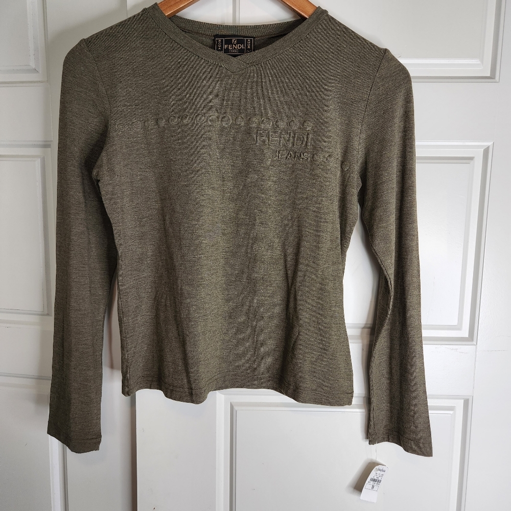 Y2K Vintage FENDI JEANS Size XS SMALL S TOP SHIRT BLOUSE TEE New RARE 38